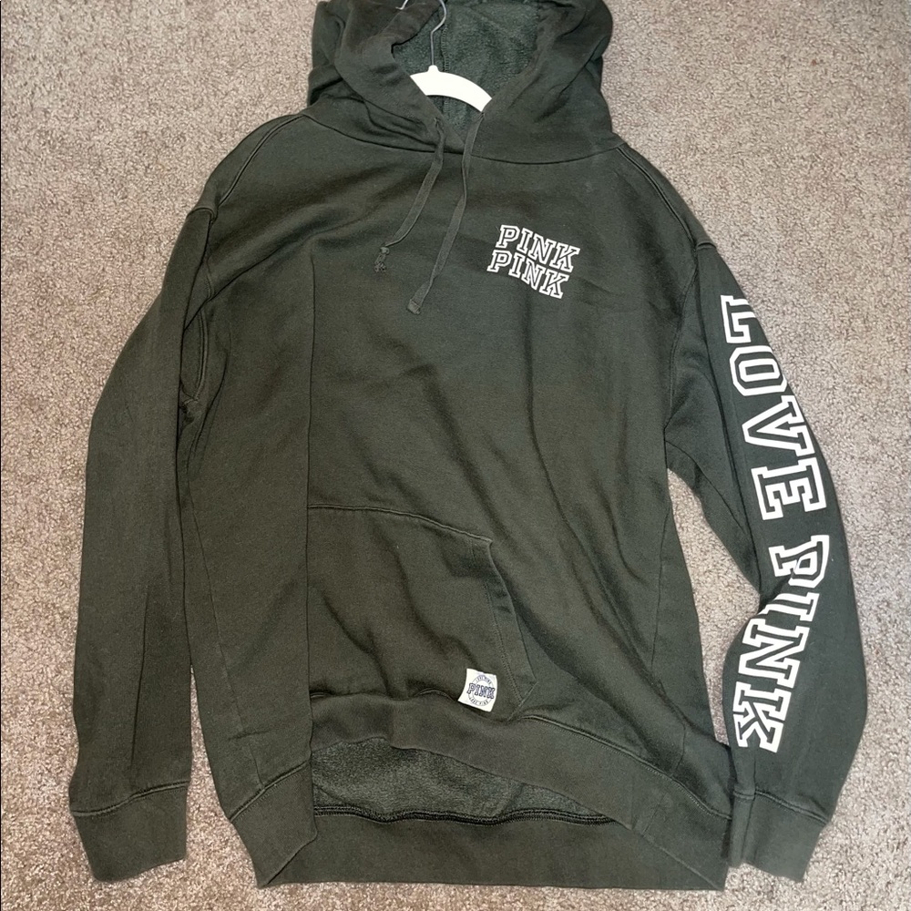 Green hoodie from pink